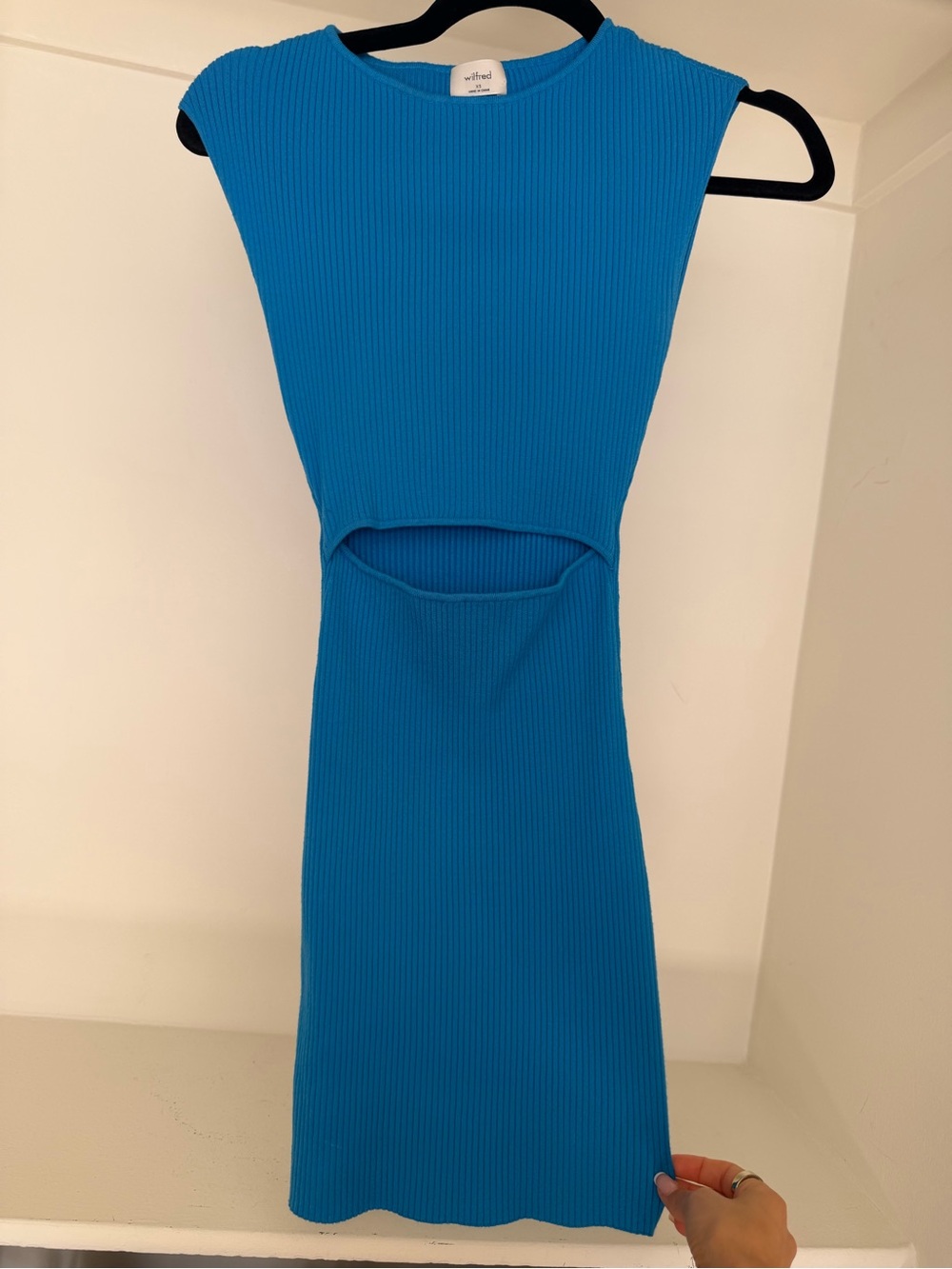Wilfred Bright Blue Ribbed Cutout Mini Dress